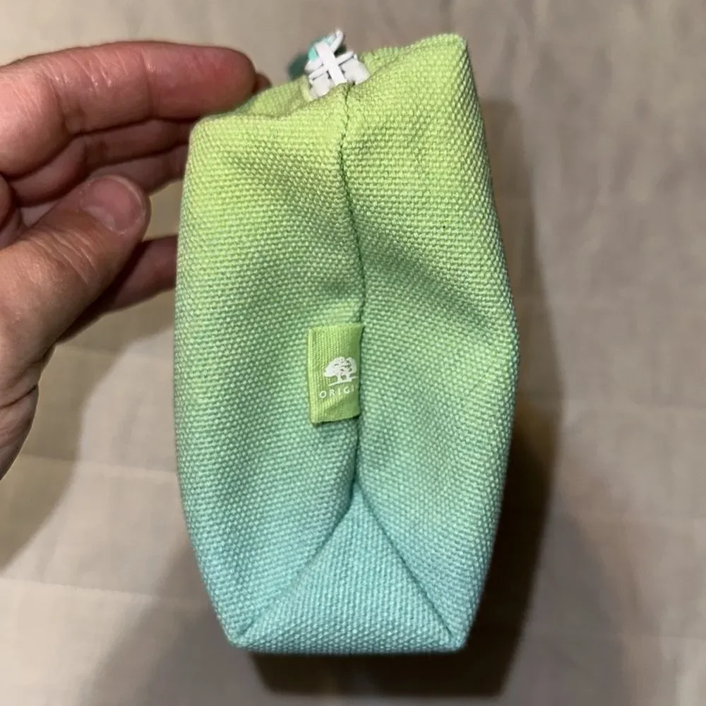 Earth Origins Blue Green White Canvas Beauty Is On The Inside” Cosmetic Zip Bag